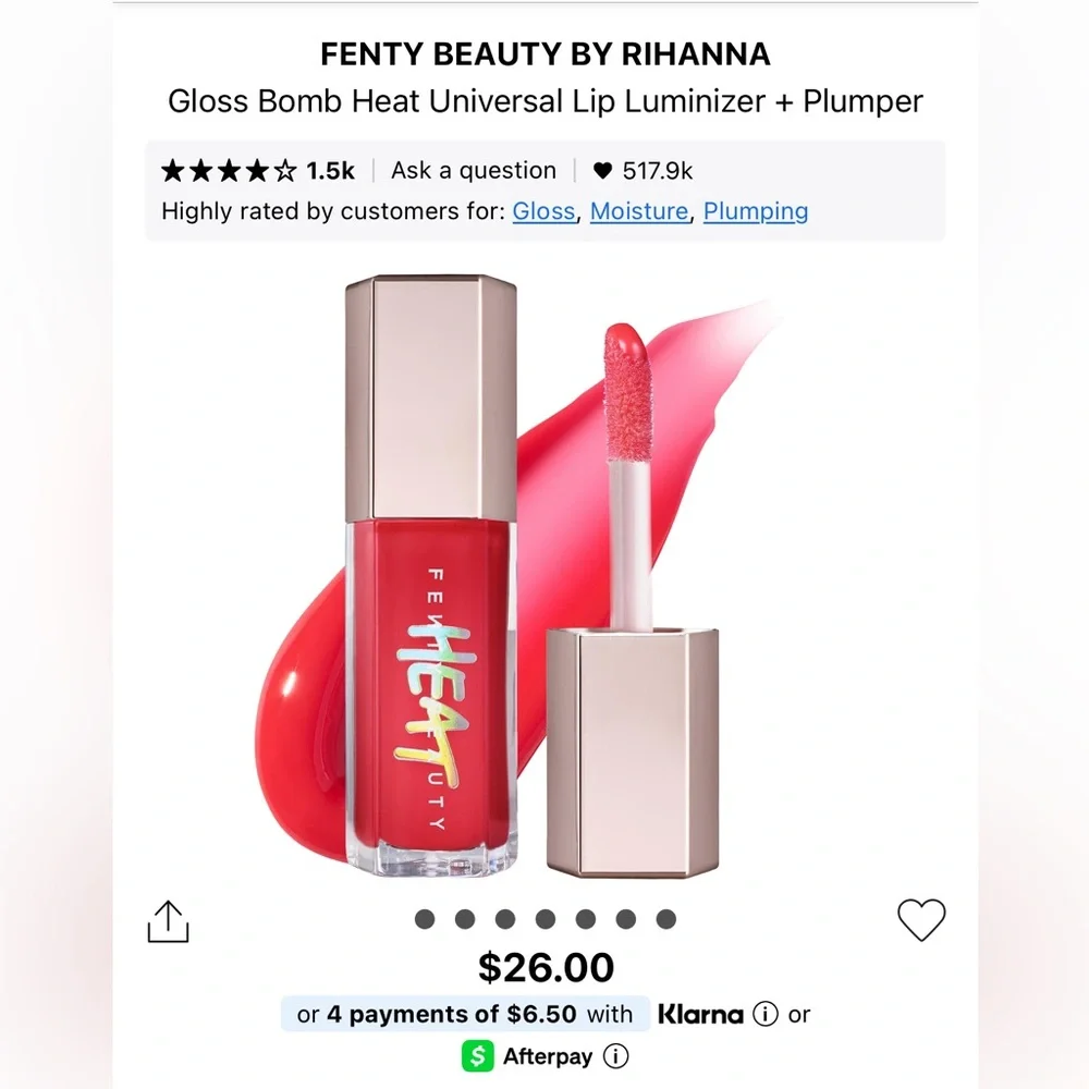 NIB Fenty Beauty Gloss Bomb Heat in Shade 01 Hot Cherry